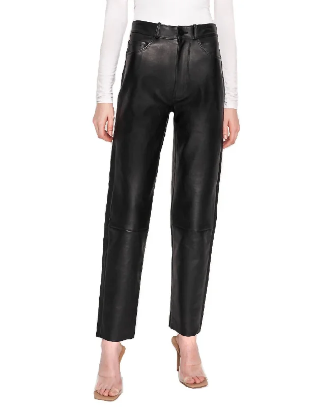 Adeline Leather Jeans In Black