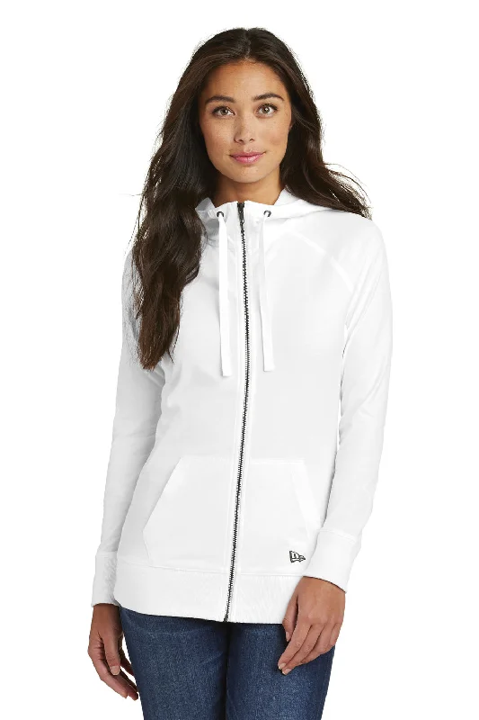 New Era Womens Sueded Full Zip Hooded Sweatshirt Hoodie - White