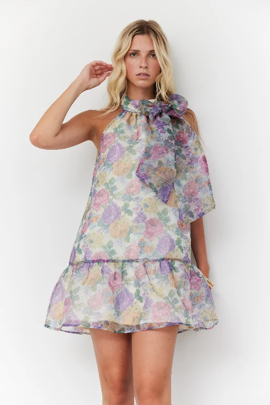 SALE - Eve Tie Neck Floral Mini Dress