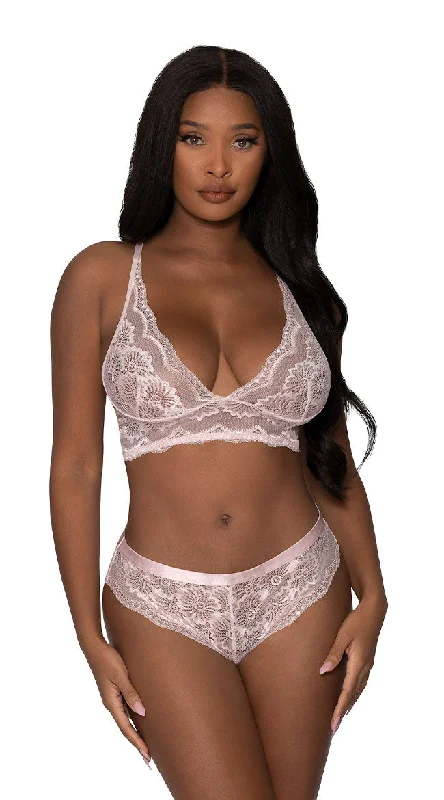 Strappy Racerback Lace Bra Set